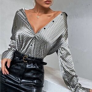 Button-up Satin Top